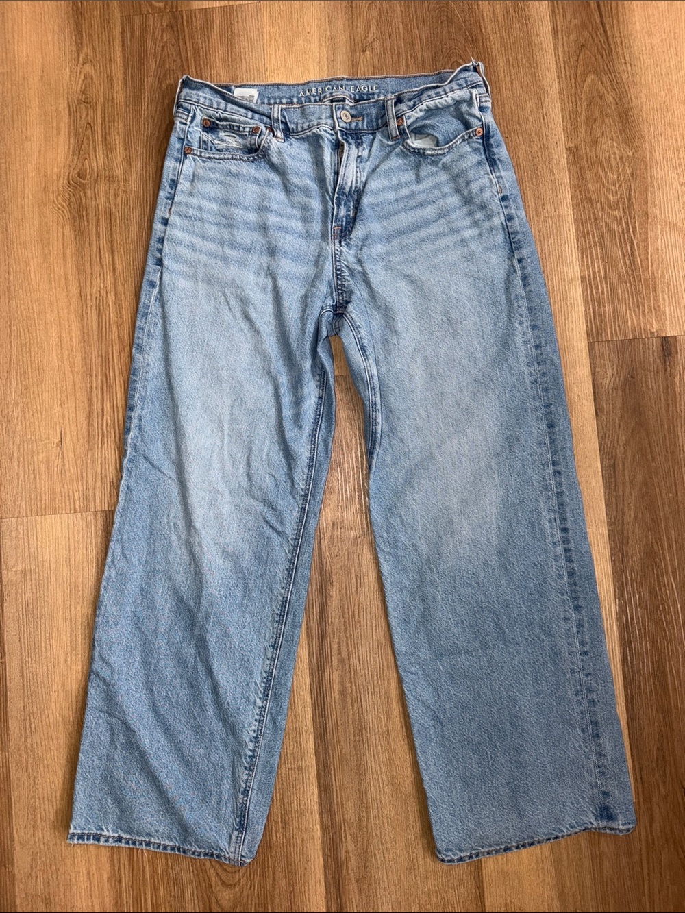 American Eagle Stovepipe Straight Leg Jeans High Rise Strigid Denim Size 10